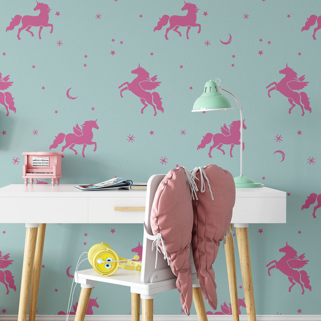 Magical Unicorn Decals, 5 Eco-Friendly Pastel Wall Decals in Scandinav