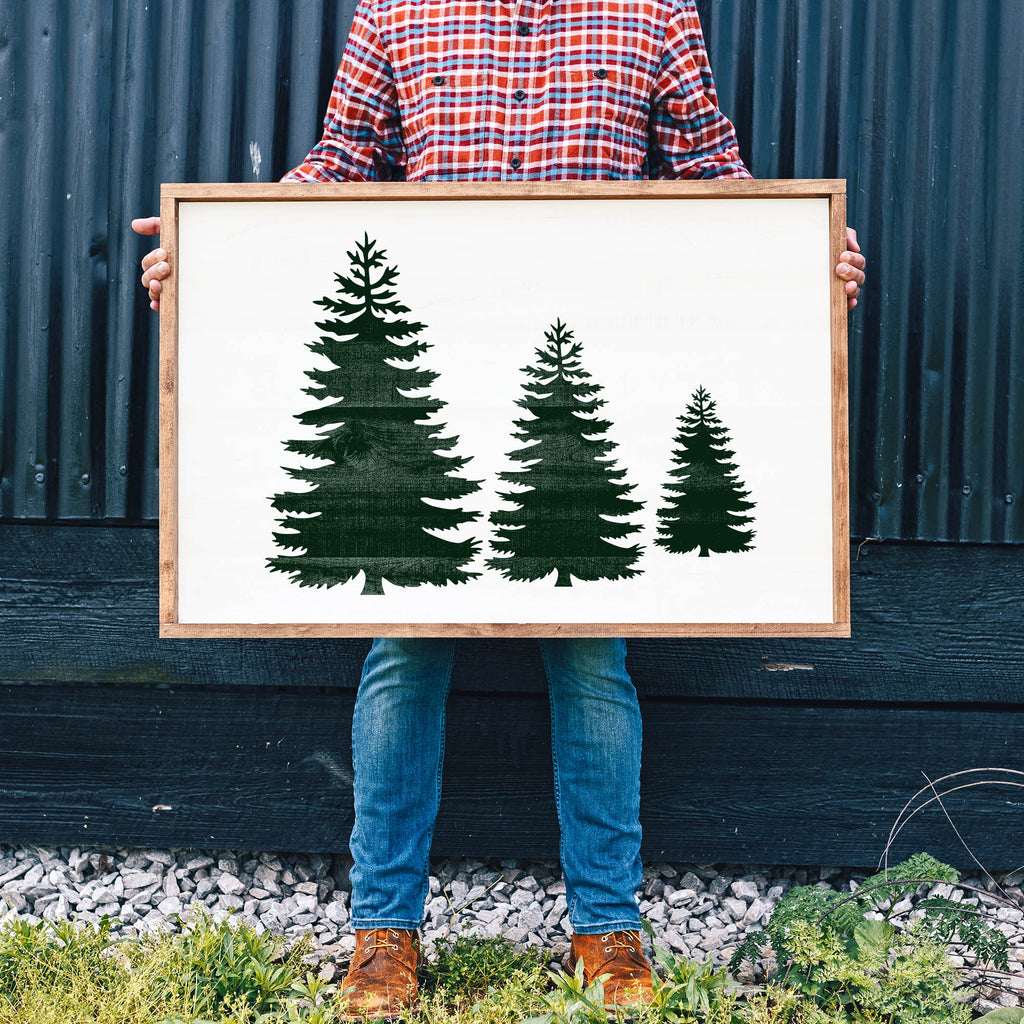 Pine TREE stencil - 2 Pine Trees