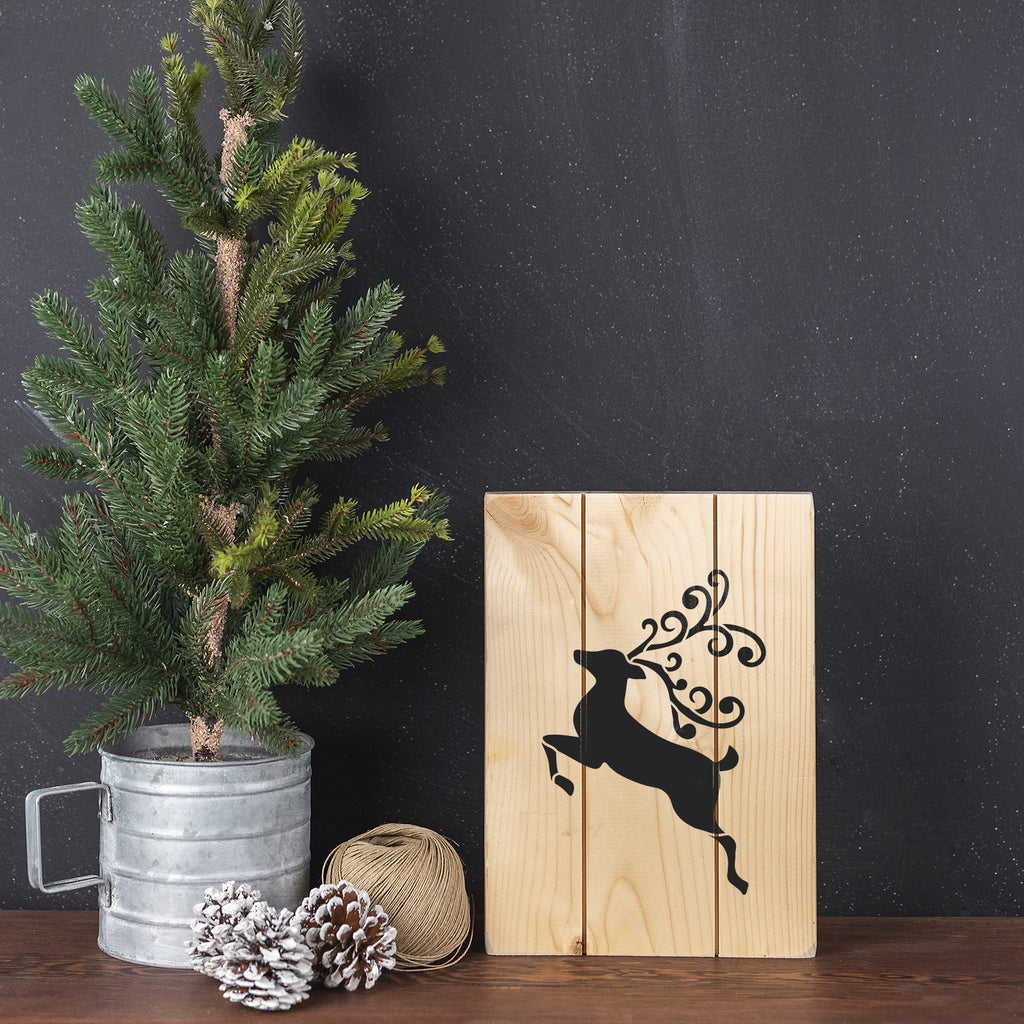 Merry Christmas with Santa and Reindeer Stencil (10 mil plastic)