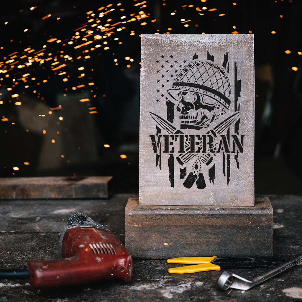 Veteran Skull American Flag Stencils - Stencil Revolution