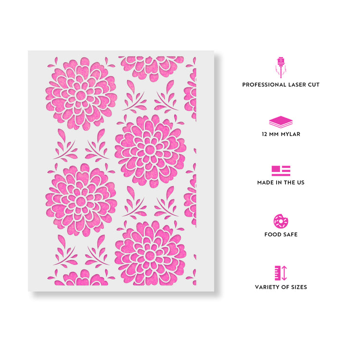 All-Over Dahlia Pattern Wall Stencil