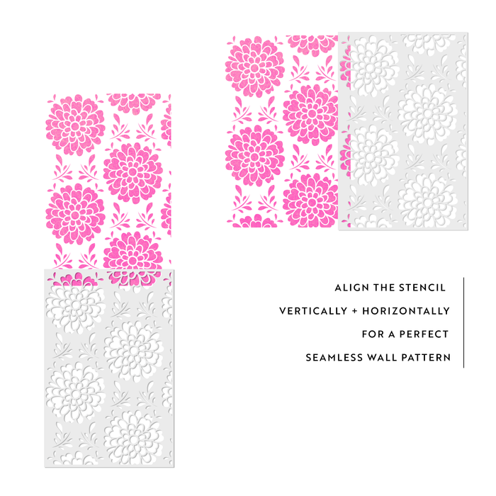 All-Over Dahlia Pattern Wall Stencil