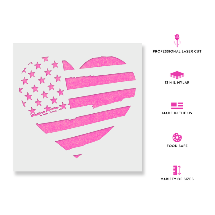 American Flag Heart Stencil