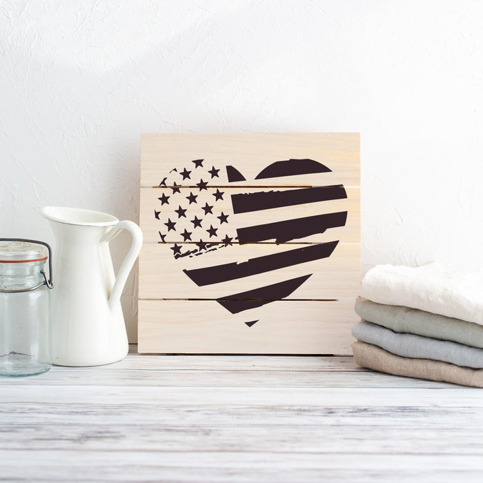 American Flag Heart Stencil