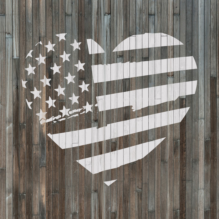 American Flag Heart Stencil