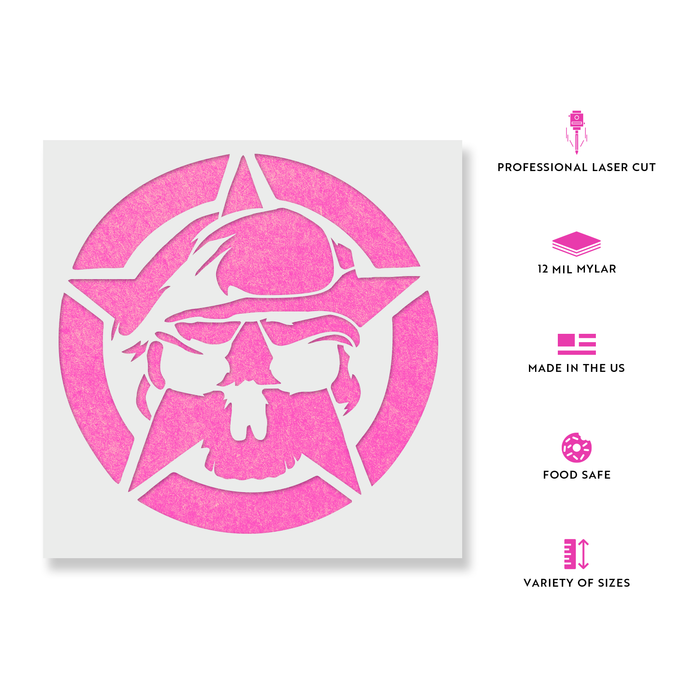 Army Ranger Skull Military Star Stencil