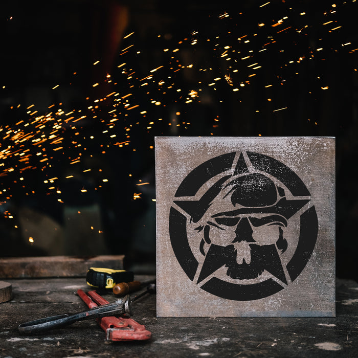 Army Ranger Skull Military Star Stencil