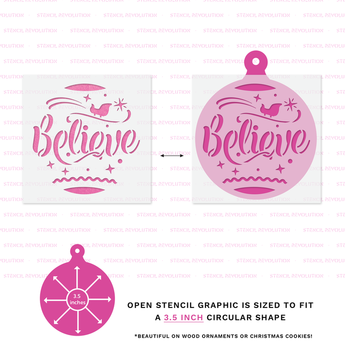 Believe Christmas Ornament Stencil