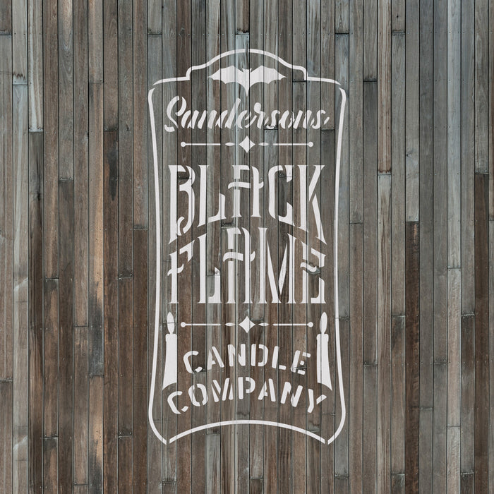 Black Flame Candle Label Stencil