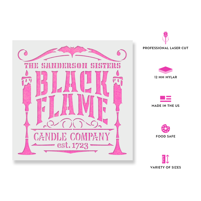 Black Flame Candle Sign Stencil