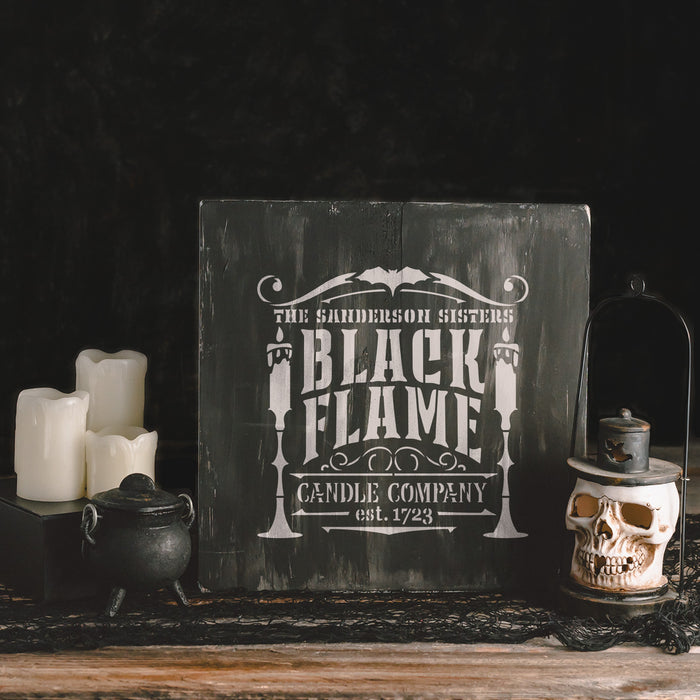 Black Flame Candle Sign Stencil