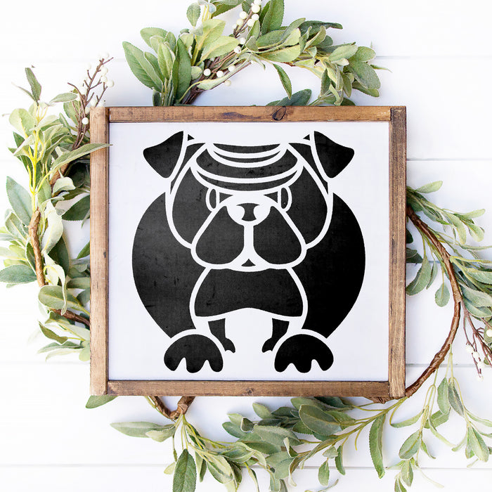 Cartoon English Bulldog Stencil