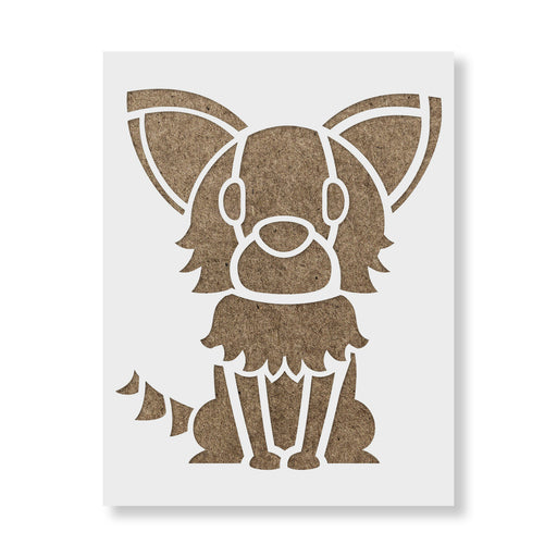 Cartoon Long Haired Chihuahua Stencil