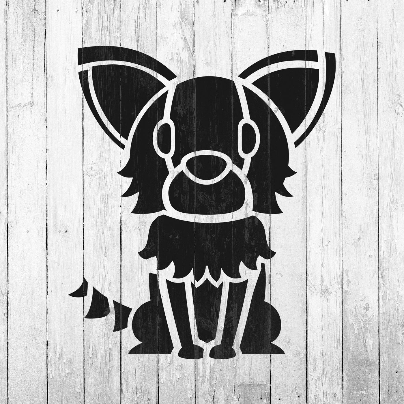 Cartoon Long Haired Chihuahua Stencil