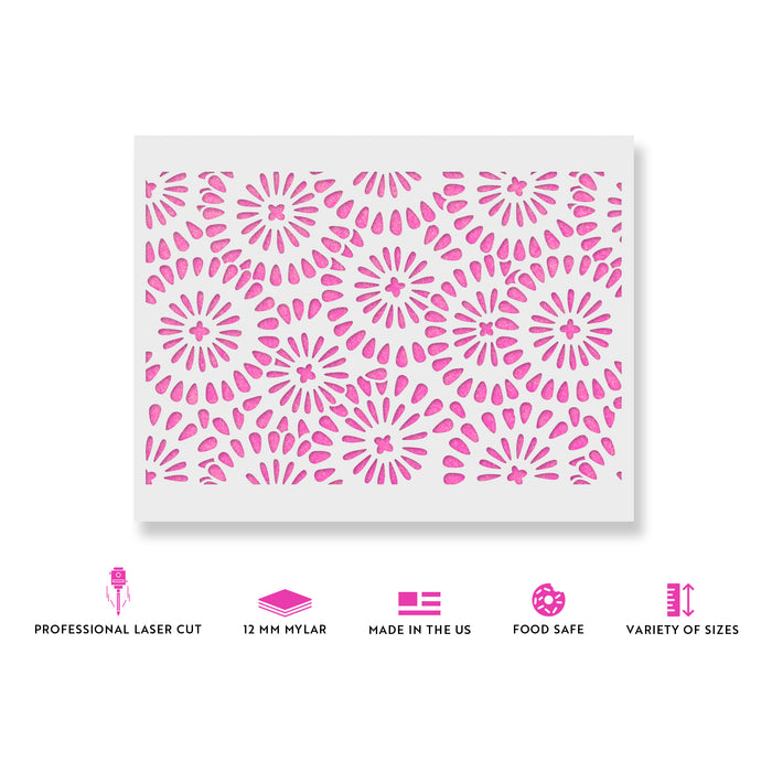 Chamomile Burst Pattern Wall Stencil