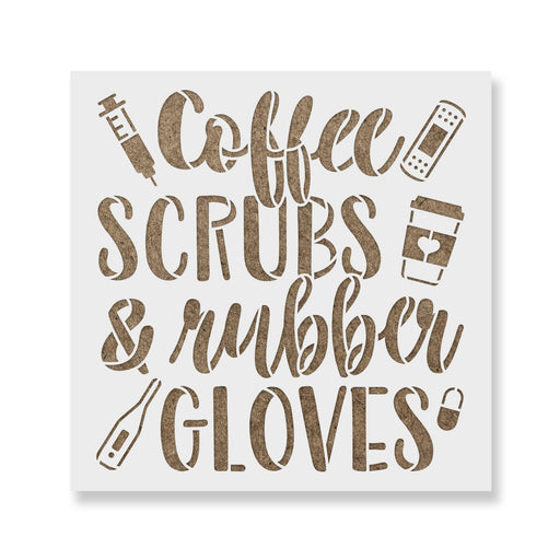 Coffee Scrubs Rubber Gloves Nurse Stencil