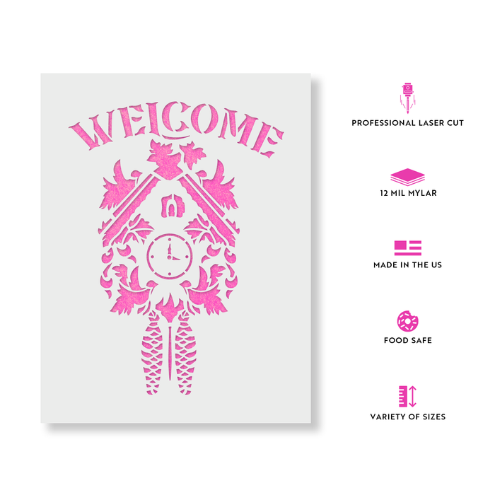 Cuckoo Clock Welcome Stencil