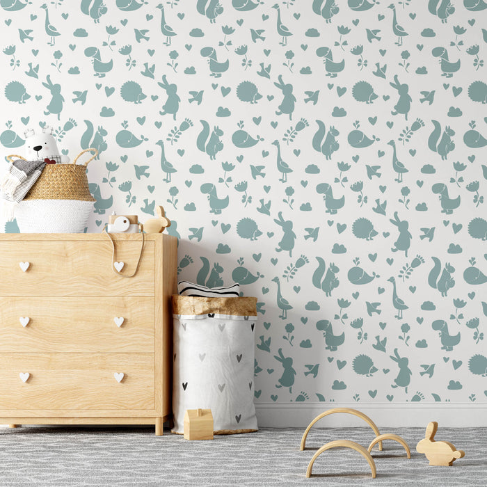 Cute Animals Pattern Wall Stencil