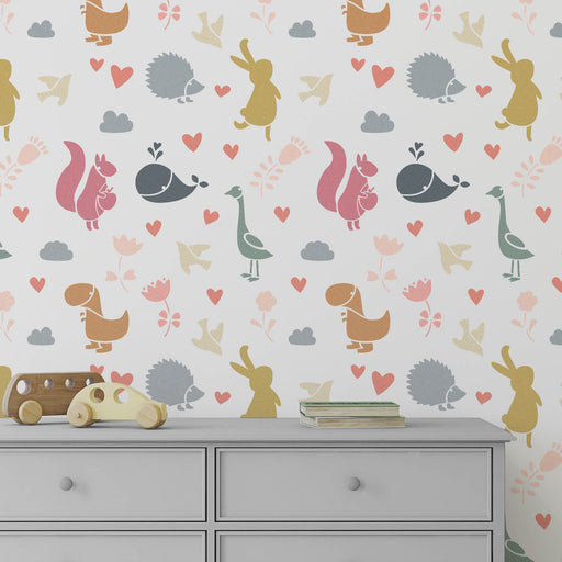 Cute Animals Pattern Wall Stencil