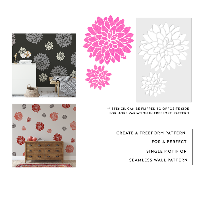 Dahlia Floral Pattern Wall Stencil