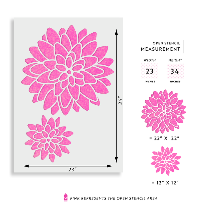 Dahlia Floral Pattern Wall Stencil