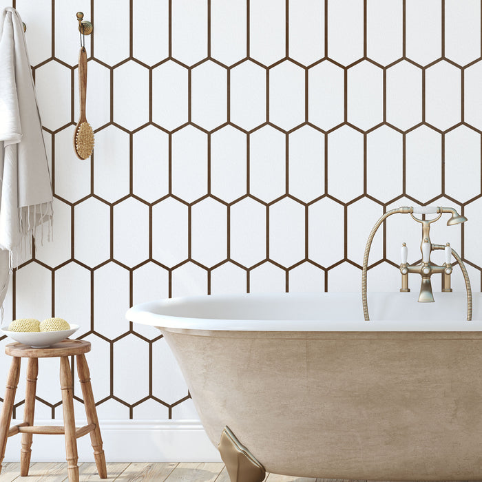 Elongated Hexagon Pattern Wall Stencil