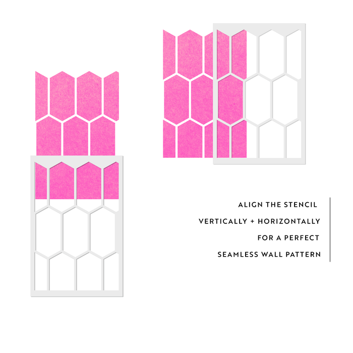 Elongated Hexagon Pattern Wall Stencil