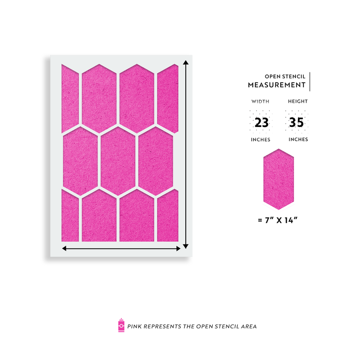 Elongated Hexagon Pattern Wall Stencil