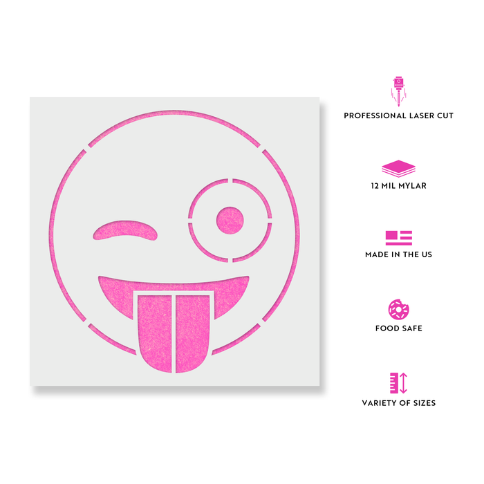 Emoji Winking Tongue Out Stencil