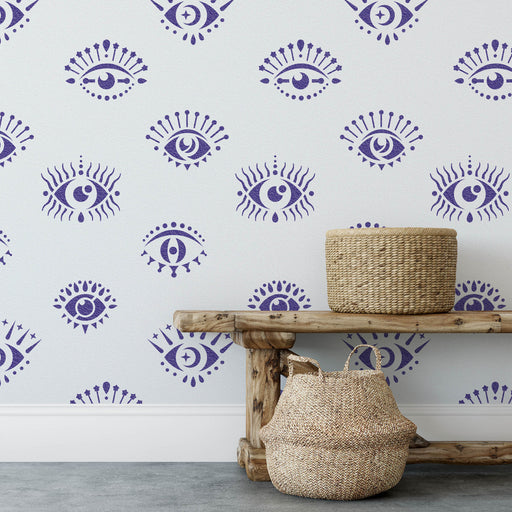 Evil Eyes Pattern Wall Stencil