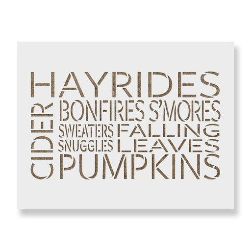 Fall Fun Hayrides Pumpkins Stencil