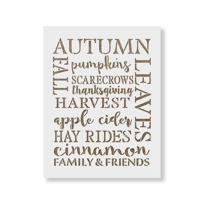 Fall Words Stencil