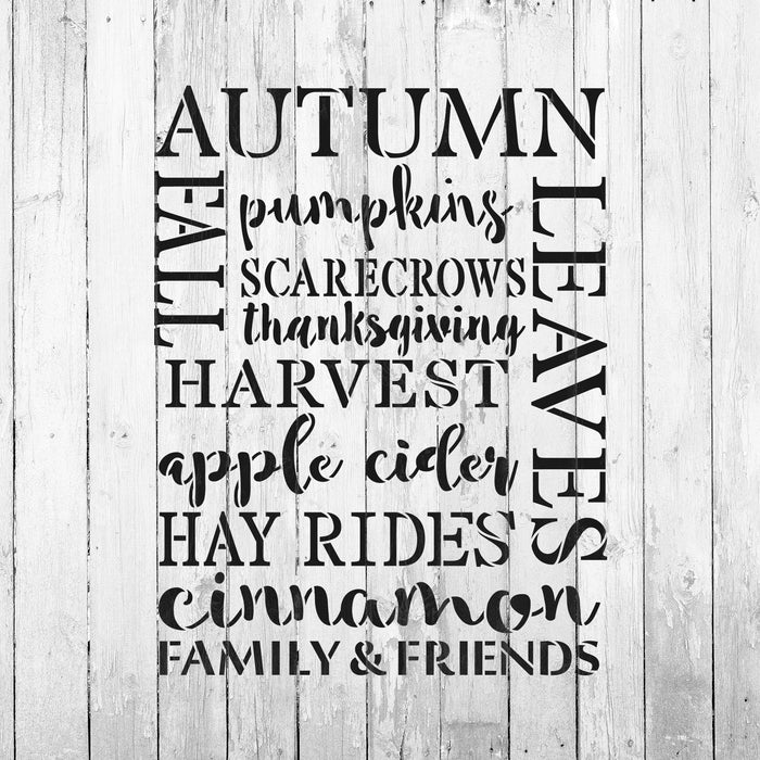 Fall Words Stencil