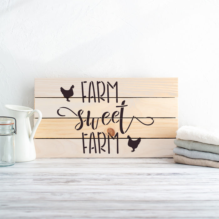 Farm Sweet Farm Farmhouse Chicken Sign Stencil