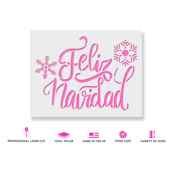 Feliz Navidad Snowflakes Stencil