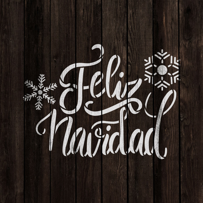 Feliz Navidad Snowflakes Stencil