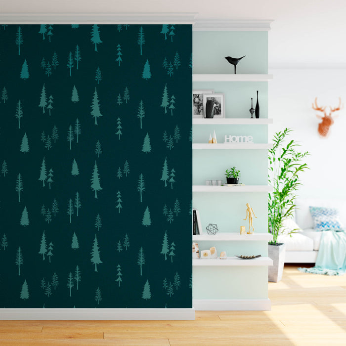 Fir Tree Forest Pattern Wall Stencil