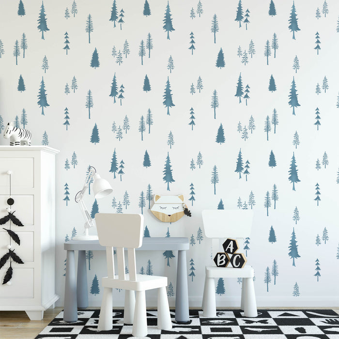 Fir Tree Forest Pattern Wall Stencil