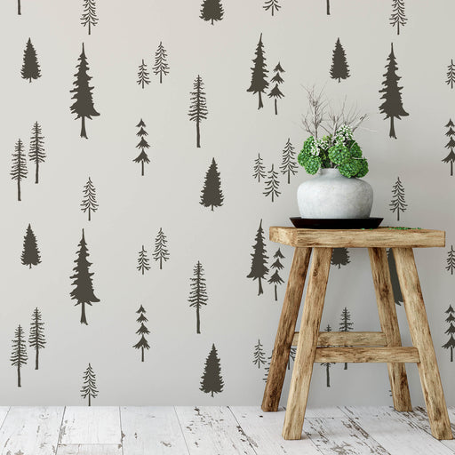 Fir Tree Forest Pattern Wall Stencil