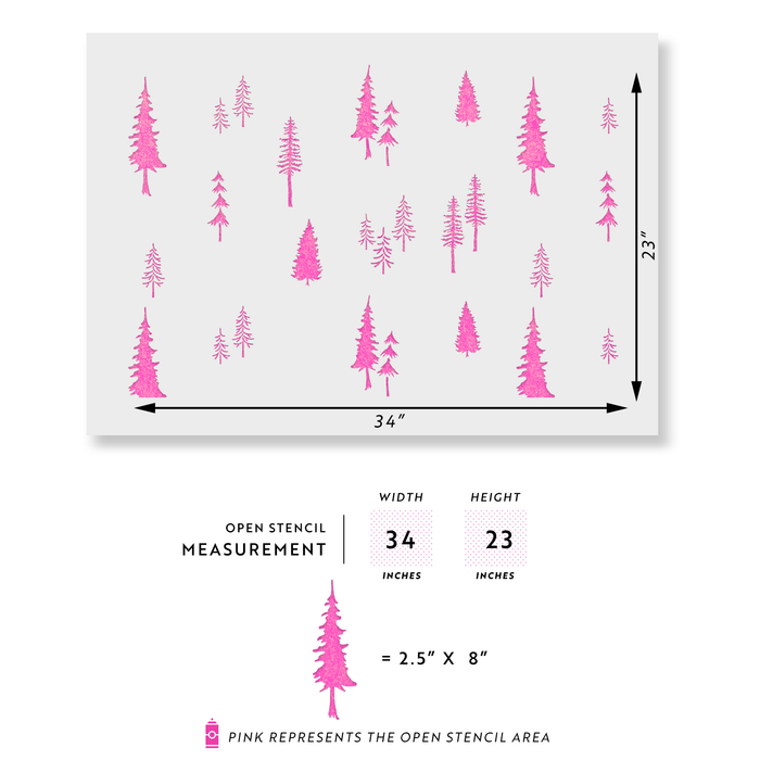 Fir Tree Forest Pattern Wall Stencil