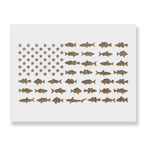 Fishing American Flag Stencil