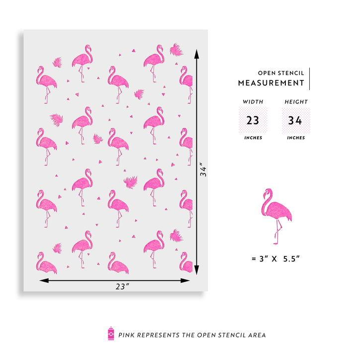 Flamingo Pattern Wall Stencil