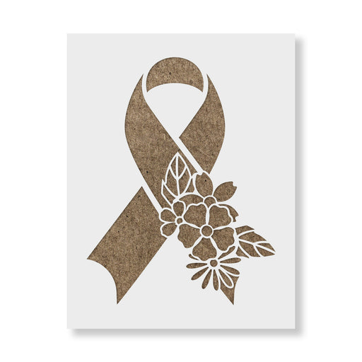 Floral Breast Cancer Ribbon Stencil