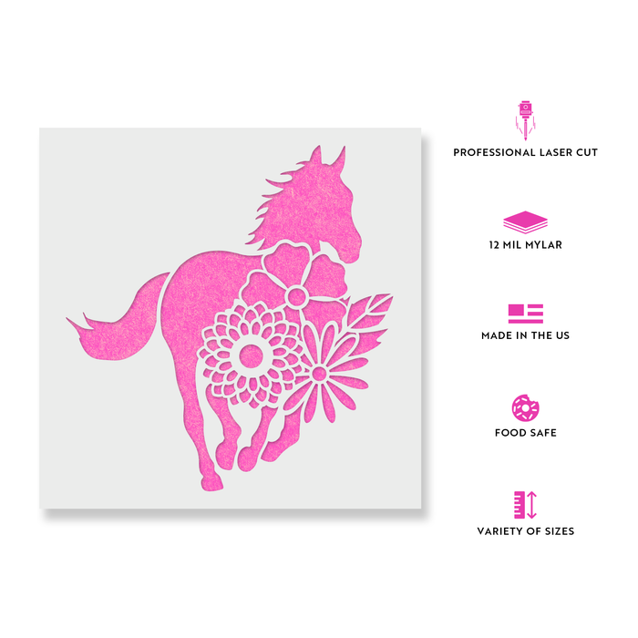 Floral Horse Stencil