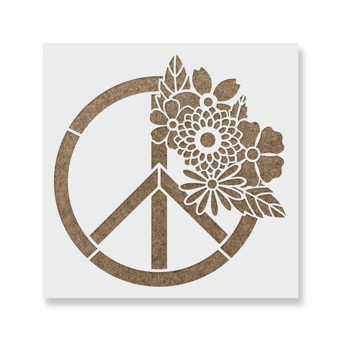 Floral Peace Sign Stencil