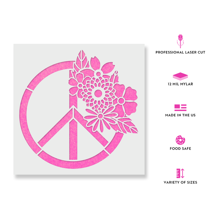 Floral Peace Sign Stencil