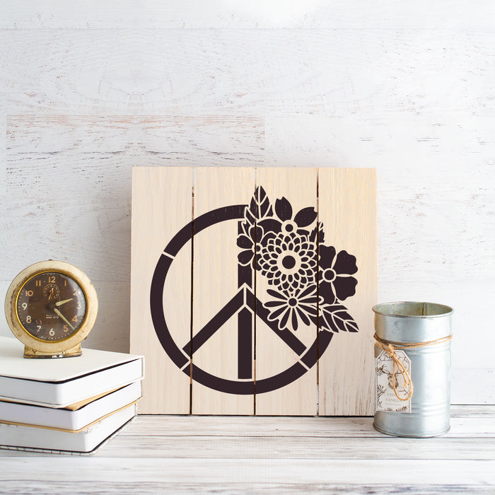 Floral Peace Sign Stencil