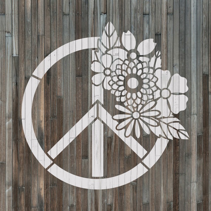 Floral Peace Sign Stencil