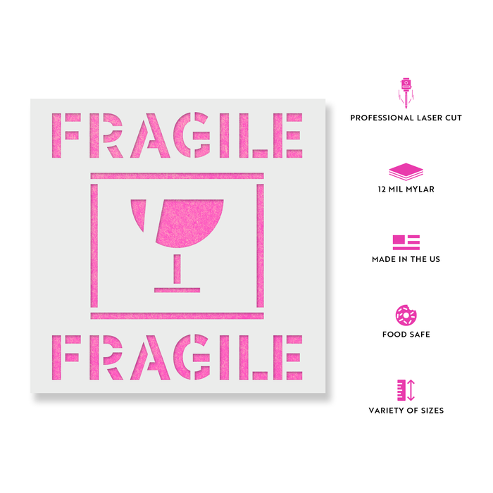 Fragile Glass Symbol Stencil