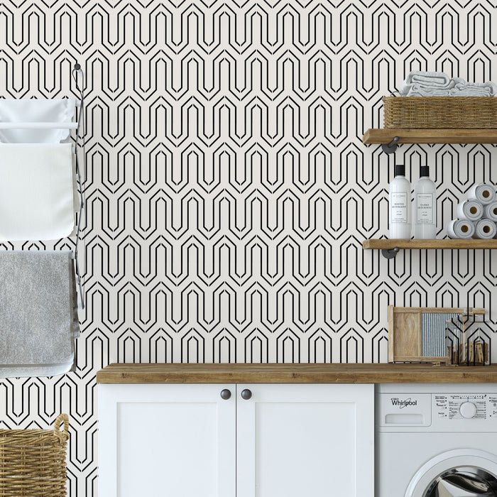 Geometric Hex Lines Pattern Wall Stencil